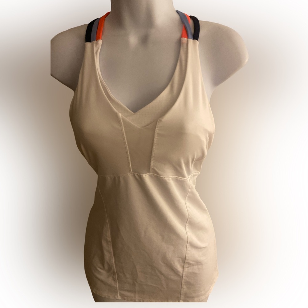 Lucky in Love White V-Neck Tank with Strappy Accents-S white , blue red , poly